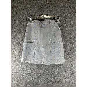 T-Tahari Mini Skirt‎ Women 2 Blue White Striped Pocket Stretch Cotton NWT